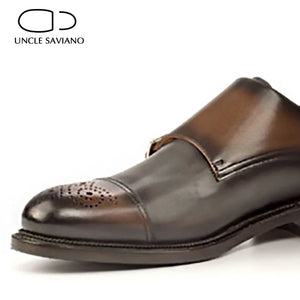 Double Monk Brown Buckle Strap Men Shoes